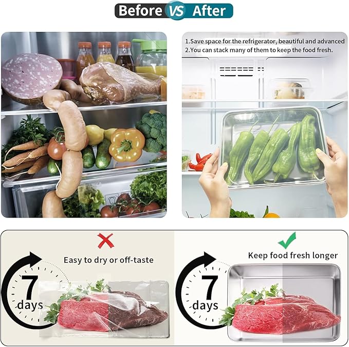 Non Stick Stainless Steel Baking Pan Food Storage Box with Cover (Pack of 4)
