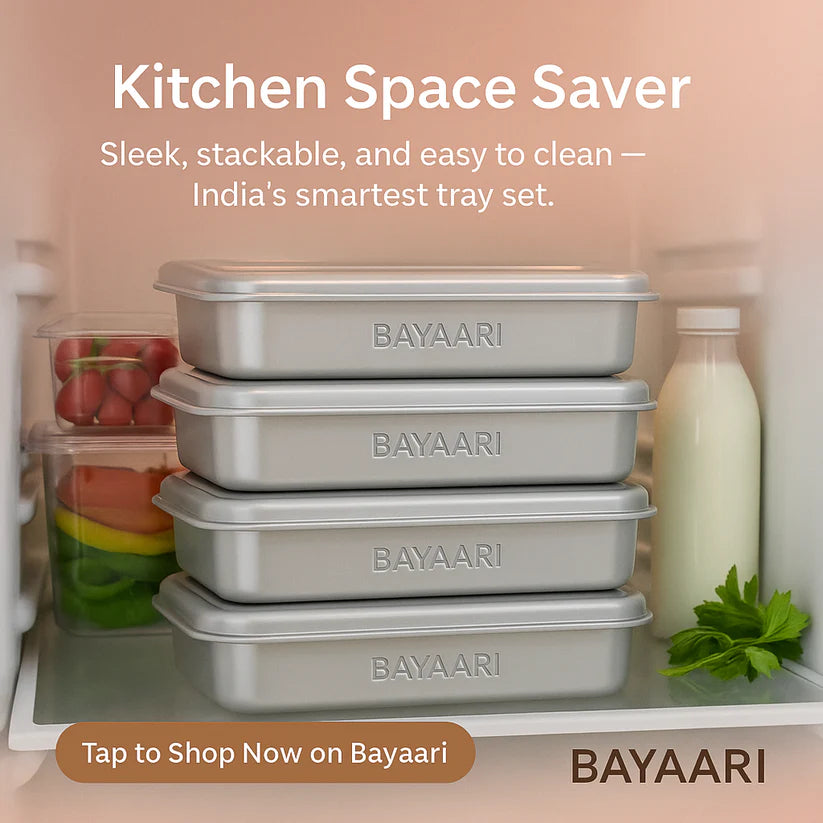 Non Stick Stainless Steel Baking Pan Food Storage Box with Cover (Pack of 4)